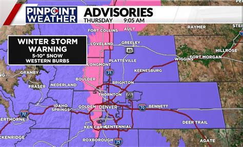 Which areas are under a winter weather advisory on Thursday, Friday?